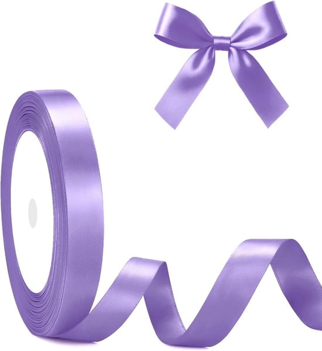 Lichtpaars satijnen lint 10 mm - 22 m decoratief lint voor knutselen en geschenkverpakking