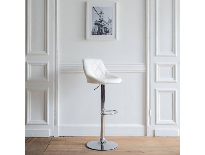 Tabouret de bar en simili cuir blanc