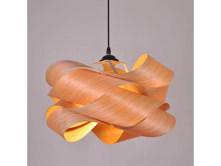 Designer Wraps Lampe suspendue en bois Woodskin Design créatif Éclairage pour chambre étude Salon Lampe en bois irrégulière