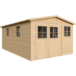 HOLZ-GARTENHAUS MIT IMPRÄGNIERTEM BODEN - H226x516x324 cm/15 m2 - M337+M337G