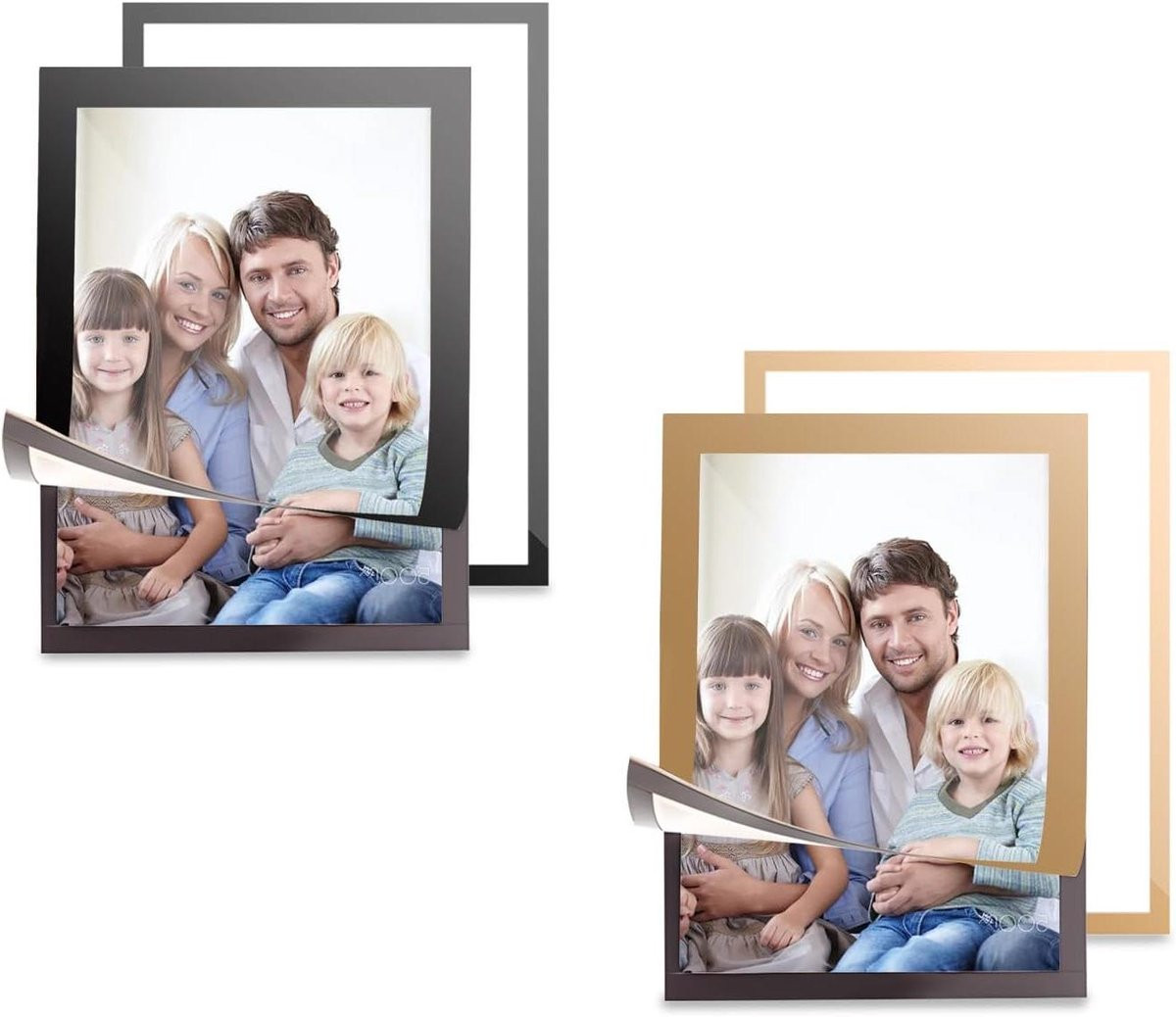 Allecto Plus Magnetische Lijsten A4 Zelfklevend - Set van 4 stuks - Goud/Zwart