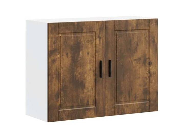 Wandschrank für die Küche, Portweiche, rauchfarbene Eiche, Technikholz Aufbewahrung von Geschirr, verdeckte Türen, glatte Oberfläche, Reinigung mit feuchtem Tuch, Schlafzimmer, Wohnzimmer, Flur