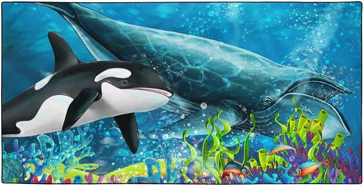 Sneldrogende microvezel strandhanddoek Koraal Dolfijn - 90 x 180 cm