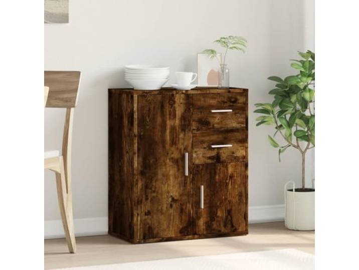 KTHLBRH Anrichte Eiche Rauch 60 x 31 x 70 cm Holz mehrschichtig Robust und stabil, großer Stauraum, leicht zu reinigende glatte Oberfläche für Wohnzimmer