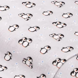 Musselin/Doppel-Gaze "Pinguine", grau-color