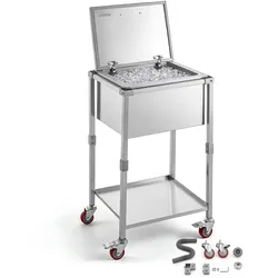 VEVOR 56,4 L Edelstahl-Kühlwagen mit Klappdeckel und Rollen für Getränke, Stehend, Getränkewagen mit Ablage, Getränkekühler auf Rollen, 558 x 455 x 1003 mm, für Terrasse, Gartenpartys und Bars