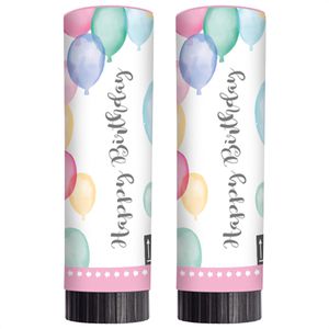 Amscan Konfetti 9903720, Happy Birthday, aus Papier & Folie, Konfettikanone 15cm, mit buntem Konfetti, 2 Stück