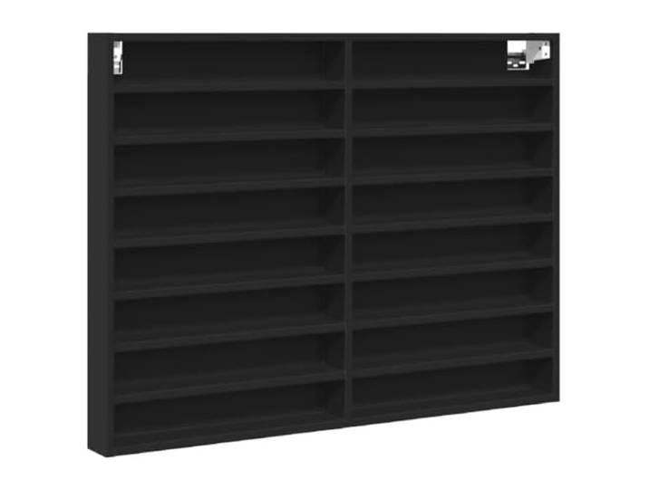 Qnhdfrt Vitrinenschrank Schwarz 100x8,5x75 cm Wandvitrine Holzwerkstoff Platzeinsparende Wandvitrine aus Holzwerkstoff für Wohnzimmer und Schlafzimmer mit reichlich Stauraum.