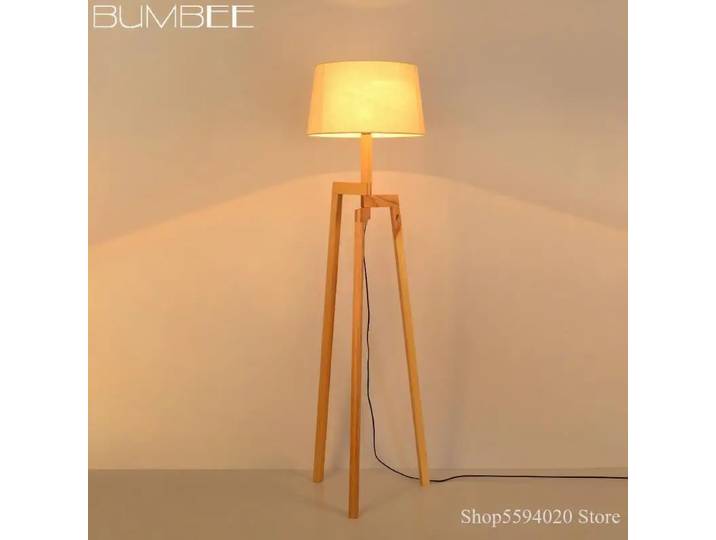 Pays américain lampadaire en bois massif chambre lampes De chevet trépied nordique Simple moderne salon lampadaire Luminaria De
