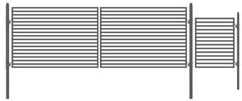 ALEKO Dual Swing Steel Driveway Gate 16 ft Milan Style with Pedestrian Gate