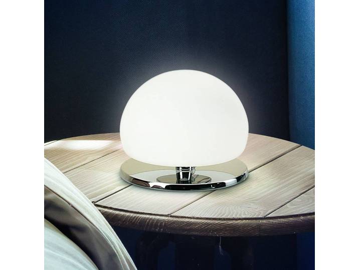 Fabas Luce LED Tischlampe Morgana, dimmbar, weiß / opal, für Schlafzimmer, Glas, Modern, LED Tischlampe