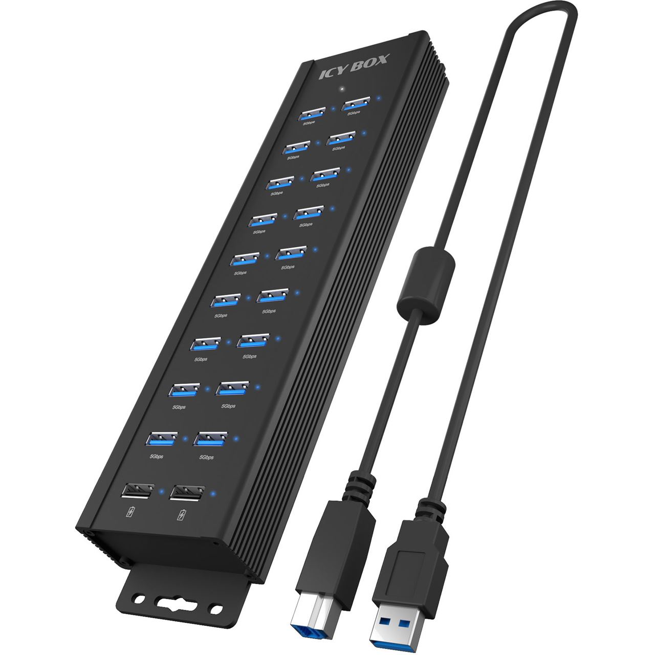 Icy Box USB Hub USB 3.2 18+2-Port Black