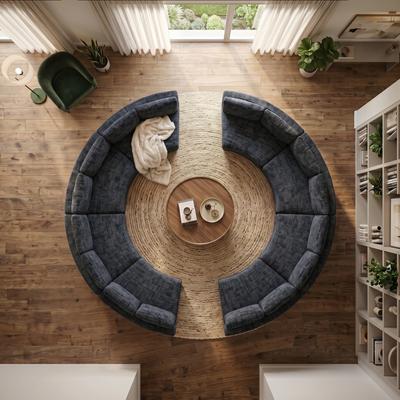 GDFStudio - 8-Seater Curved Modular Sectional Sofa, Convertible Semi-Circle Chenille Couch with Solid Wood Frame