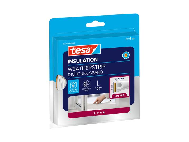Tesa Tesamoll Gummidichtung P-Profil Weiss 6 m