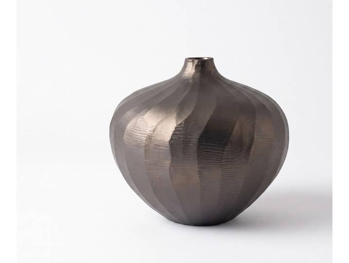 DELIFE Vase Torvia B20 x T20 x H19 cm Aluminium Hämatit Handgemacht, Wohnaccessoires