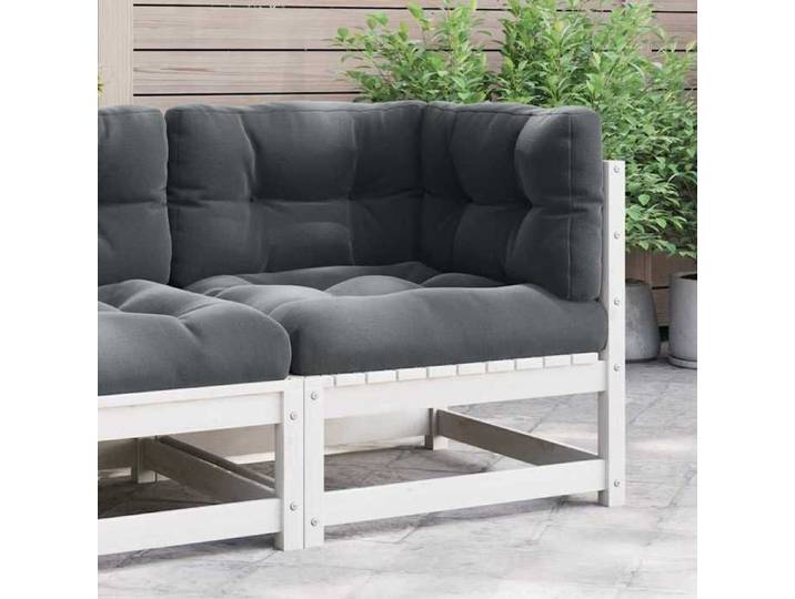 Promo été Canapé/Sofa Terrasse - SWEETY - Noir - Canapé d'angle de jardin Moderne - coussins anthracite - Bois de pin massif 70x70x