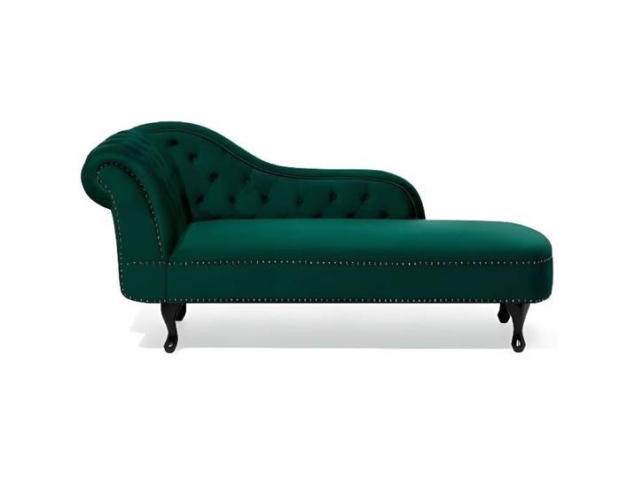 Beliani - Chaise longue Chesterfield en velours vert côté gauche NIMES