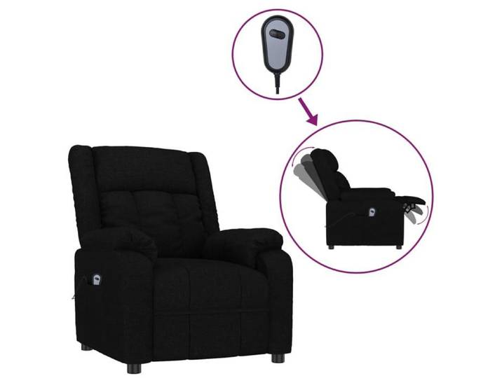 SOLDES D'HIVER®Fauteuil inclinable - Fauteuil relaxant - 1 personne - 82x93x96 cm - électrique Noir Tissu - 18972