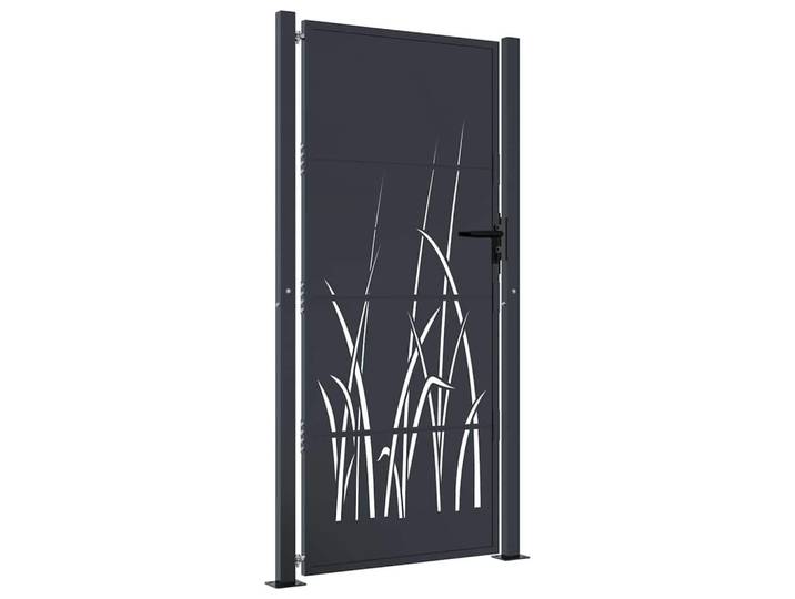vidaXL Gartentor Anthrazit 100/200 Cm Stahl Gras-Design, Metall, 205 cm, Gartenzubehör