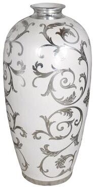 AFD Home Sophie Silver Antique White Large Vase 31.9 Inches Tall
