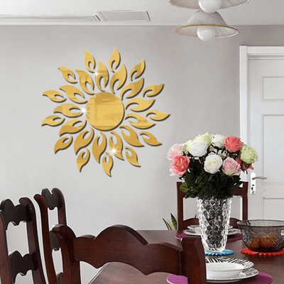 Inspired Deals Sunflower Acrylic Mirror Wall Sticker For Bedroom And Living Room Decor gold