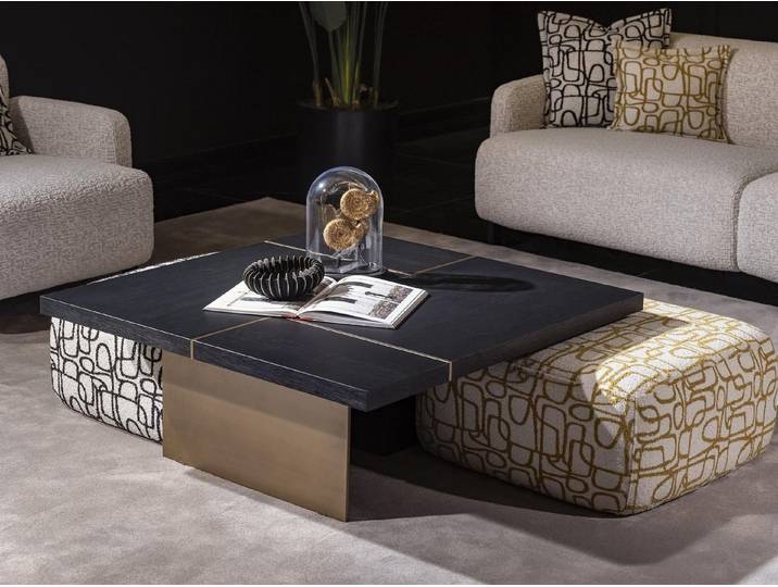 Xlmoebel Couchtisch Schwarzer Couchtisch aus Holz und Metall von XLMOEBEL (Packung, Couchtisch 103x103 cm), Made in Europa