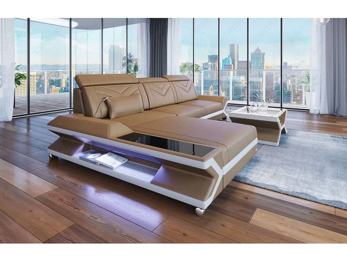 Ecksofa Napoli L-Form aus Leder