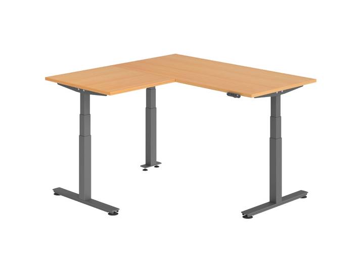 Schreibtisch Office Buche elektrische Höhenverstellung 160 x 160 cm - Schreibtisch