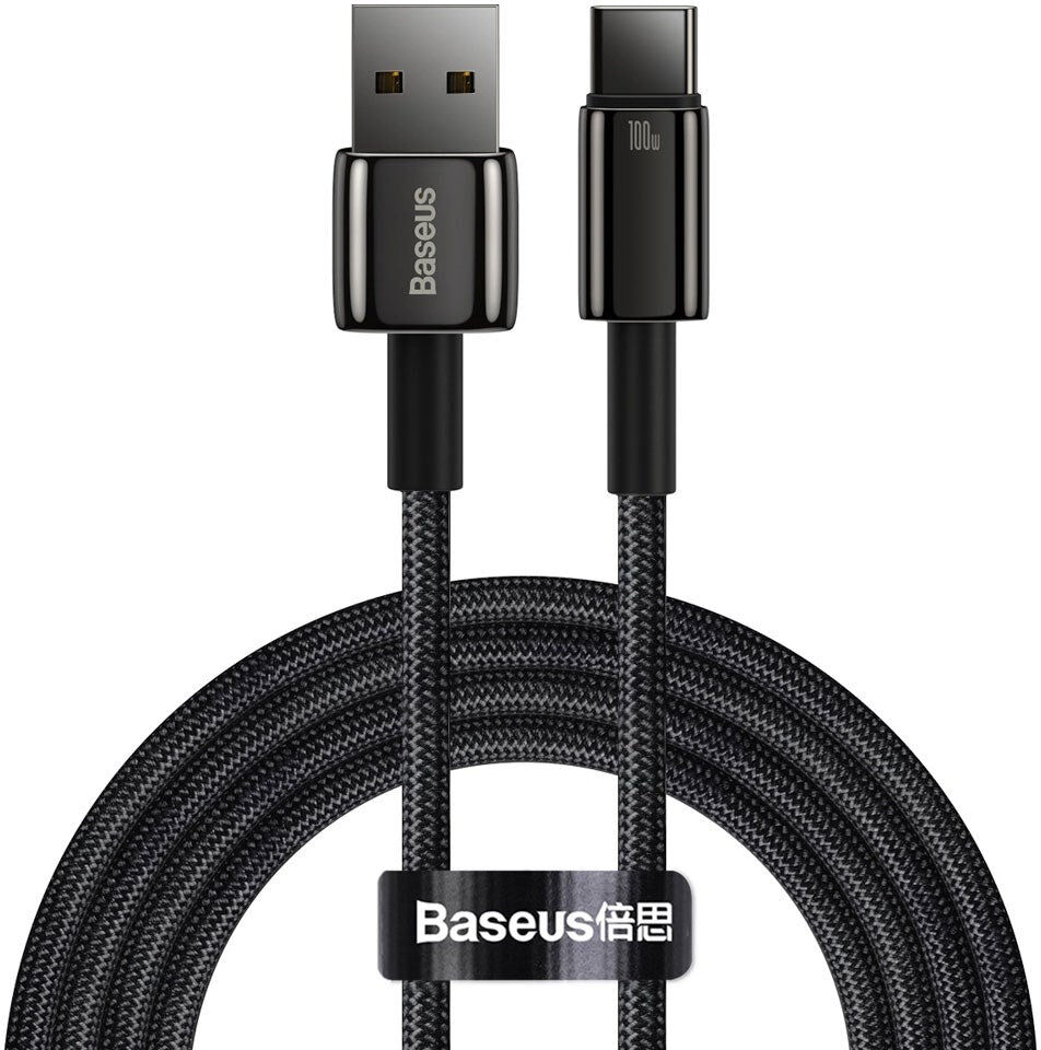 Baseus USB-A til USB-C Kabel m. 100W - 480Mb/s - 2m - Sort