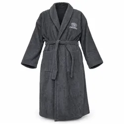 Dewello® Bademantel ohne Kapuze aus Baumwolle für Sauna und nach dem Sport, Frottee Unisex Grau, Größen S-XXL