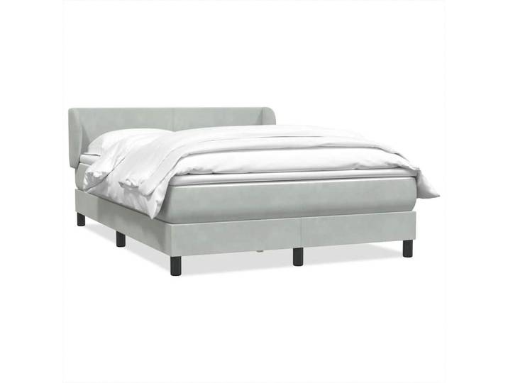 vidaXL Boxspringbett, Boxspringbett mit Matratze Hellgrau 160x210 cm Samt