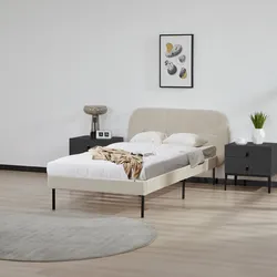 Polsterbett Porvoo Samt 90x200 cm Beige [en.casa]