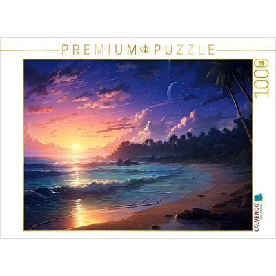 CALVENDO Puzzle Brandung im Sonnenuntergang | 1000 Teile Lege-Größe 64x48cm Foto-Puzzle für glückliche Stunden