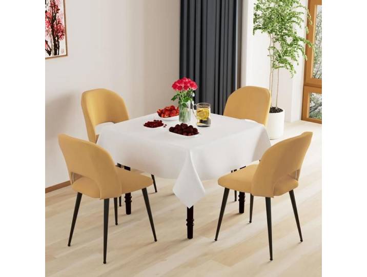 PEACHES Chaises avec dossier - lot de 4 - Chaises de salle à mange - velours côtelé doux - jaune