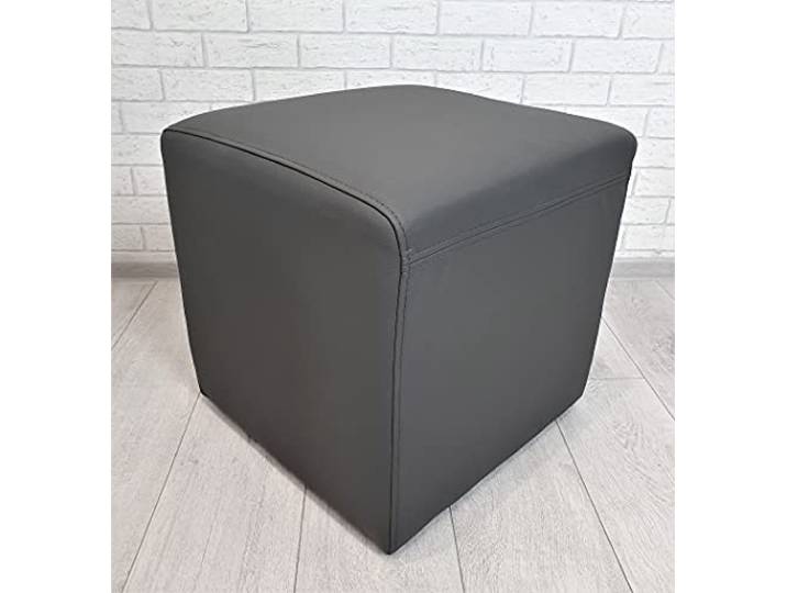 Quattro Meble Dunkelgraues Hocker Farbe anthrazit, viele Größen Echtleder Sitzhocker Rindsleder Sitzwürfel Fußhocker Polsterhocker Echt Leder Puff (45 x 45 x H-45 cm)