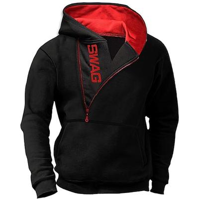 Herren Hoodie mit Viertelreißverschluss Wein Rote Königsblau Blau Hellgrau Mit Kapuze Buchstabe Grafik-Drucke Bedruckt Sport Natur Täglich Sport Heißprägen Designer Basic Brautkleider schlicht