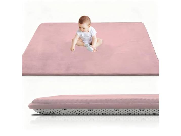 RxueSug Krabbelmatte Baby Faltbar Spielmatte Kinder Spieldecke 200 x 220 cm, 3cm Babymatte Kindermatte, Schaumstoffmatte Kinderteppich, Spielteppich - Bodenmatte Kinder Für Baby Rosa
