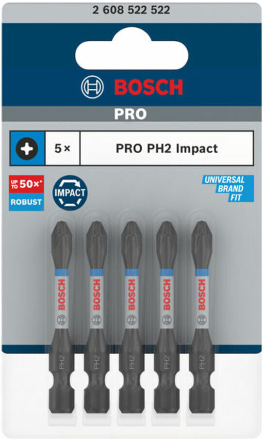 Bosch PRO Phillips Impact Bit, PH2, 55 mm, 5-tlg. (2608522522)