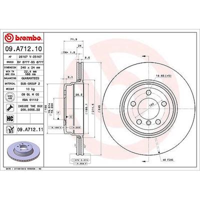 Brembo 1x Bremsscheibe [Hersteller-Nr. 09.A712.11] für BMW