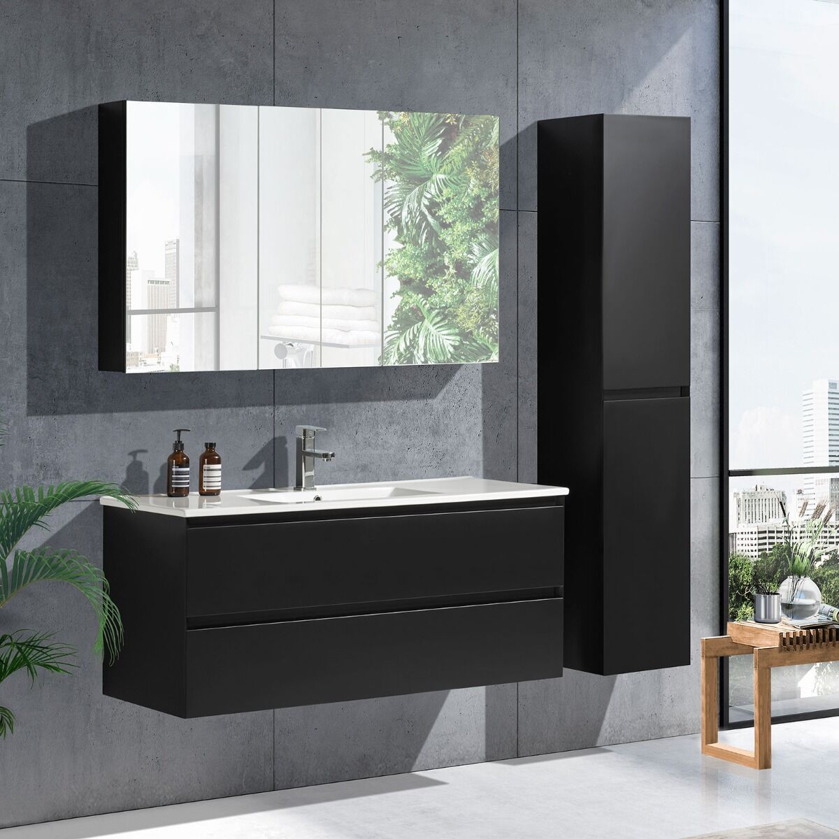 Noradesign 120 Cm Badeværelsesmøbel Single Matsort
