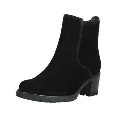 Stiefelette GABOR "Gabor Stiefelette Veloursleder", Damen, Gr. 38,5, schwarz (schwarz, schwarz), Veloursleder, Schuhe Stiefelette