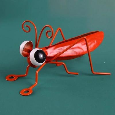 Inspire Curations Cute Metal Grasshopper Garden Decor Outdoor Wall And Tree Art Accent red
