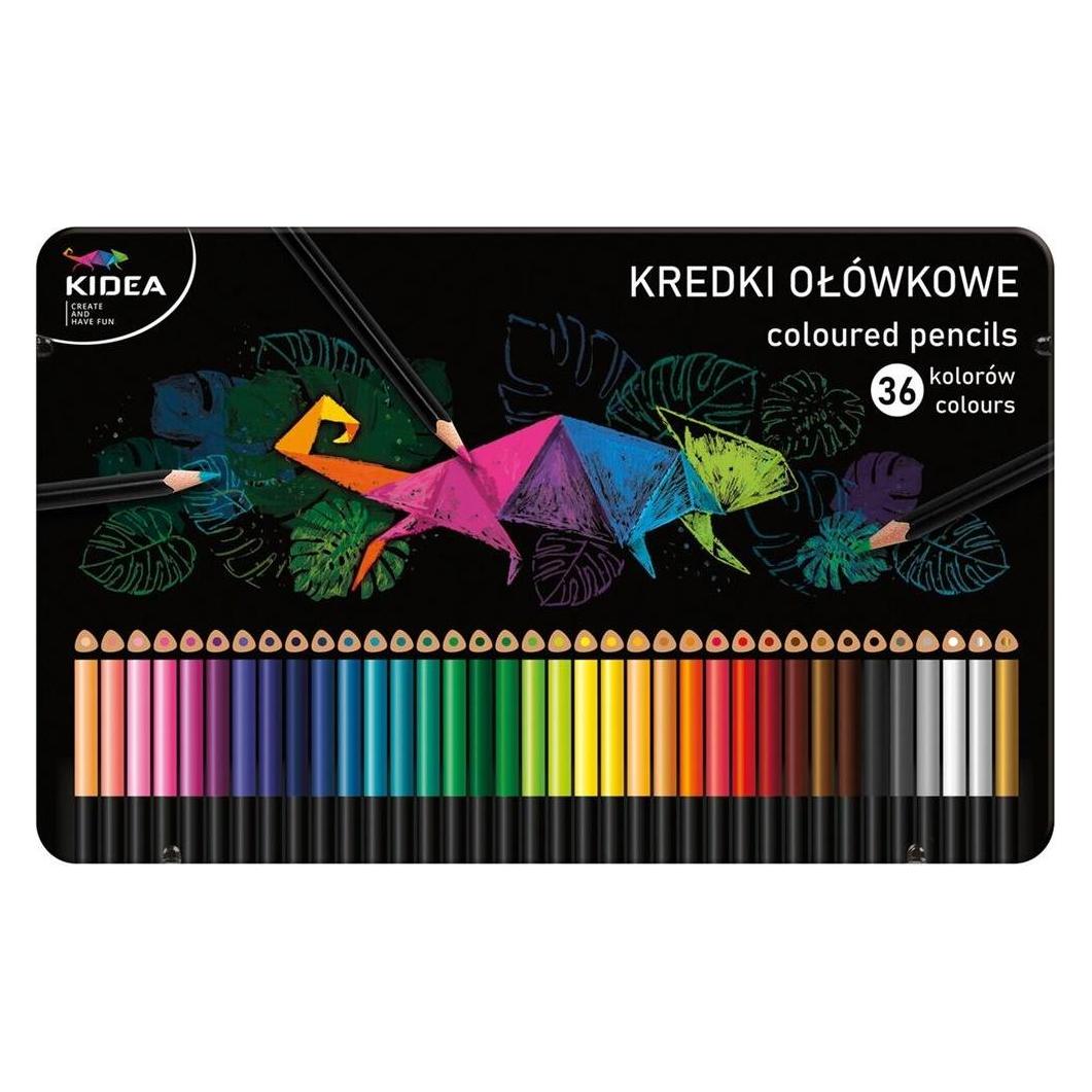 Derform Dreieckige Buntstifte in einer Metallbox 36 Farben Kidea p8 (36x) (DERF.KTMP36KA)