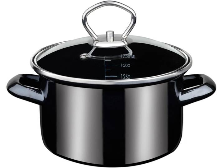 Bratentopf GSW Profi-Black-Star , schwarz, H:8cm Ø:16cm, Töpfe, Bratentopf, Induktion
