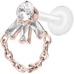 PTFE Labret mit Innengewinde + Titan-Aufsatz LOTUSBLÜTE + KETTE