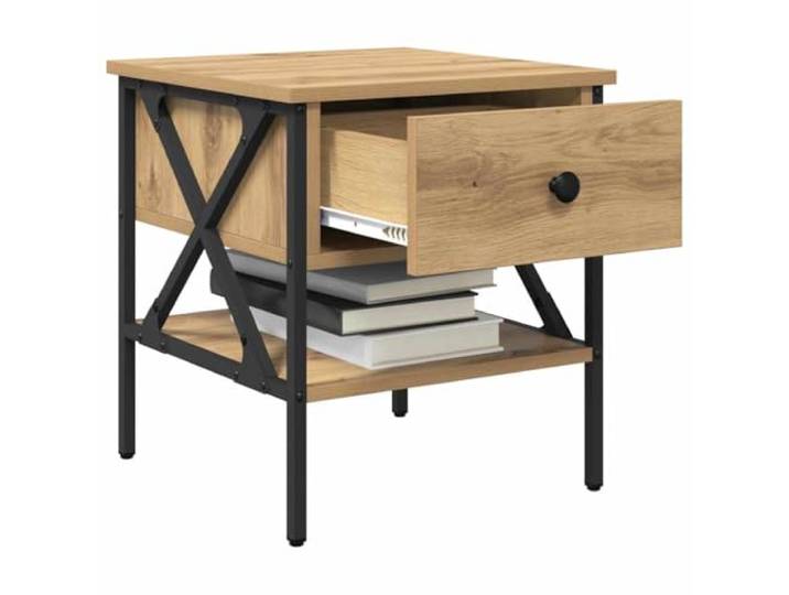 KTHLBRH Nachttisch 2 Stück Eiche Handwerk 40 x 42 x 45 cm Technisches Holz und Metall, 2 Schubladen, rechteckiges Design, einfache Wartung