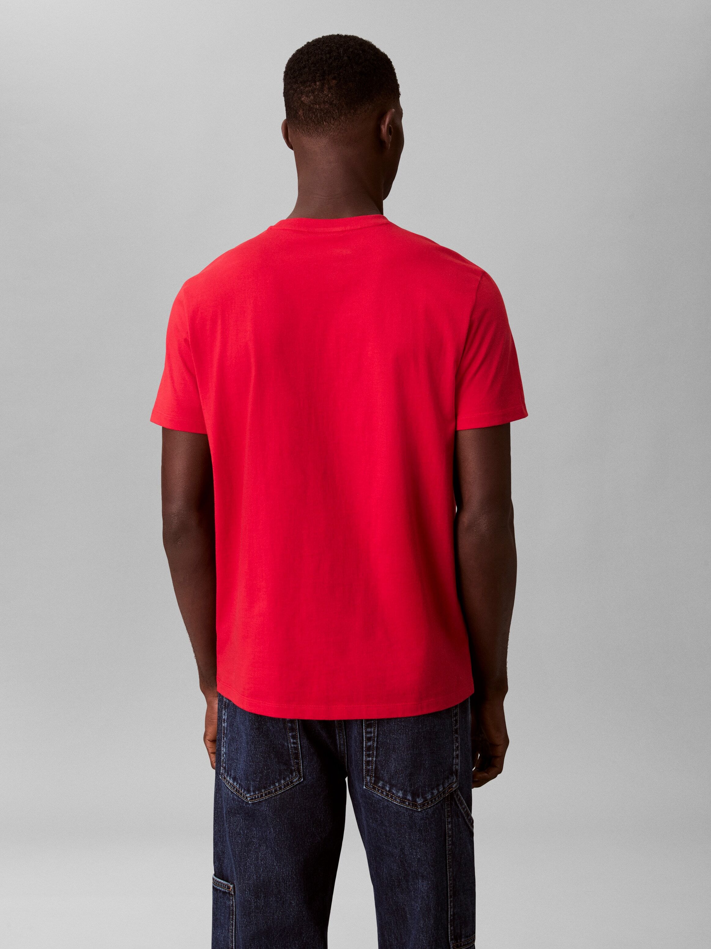 T-Shirt CALVIN KLEIN "CLASSIC MONOGRAM", Herren, Gr. L, rot (adrenaline rush), Single Jersey, Obermaterial: 100% Baumwolle, unifarben, regular fit normal, Rundhals, eingesetzt abgesteppte Kante, Shirts T-Shirt, regular fit, Rundhalsausschnitt adrenaline r