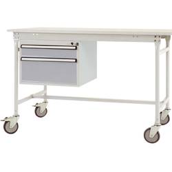 Manuflex ZB4582.9006 Gehäuse-Unterbau mobil, Nutzhöhe 2 Schubfächer mm mit alusilber ähnlich RAL 9006. Für Tischtiefe 800 mm