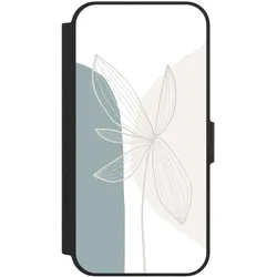 Nivocase Klapphülle für Apple iPhone 17e Handyhülle aus Kunst Leder NIVOflip schwarz Blume Boho Pastell (Apple iPhone 17e), Smartphone Hülle, Schwarz