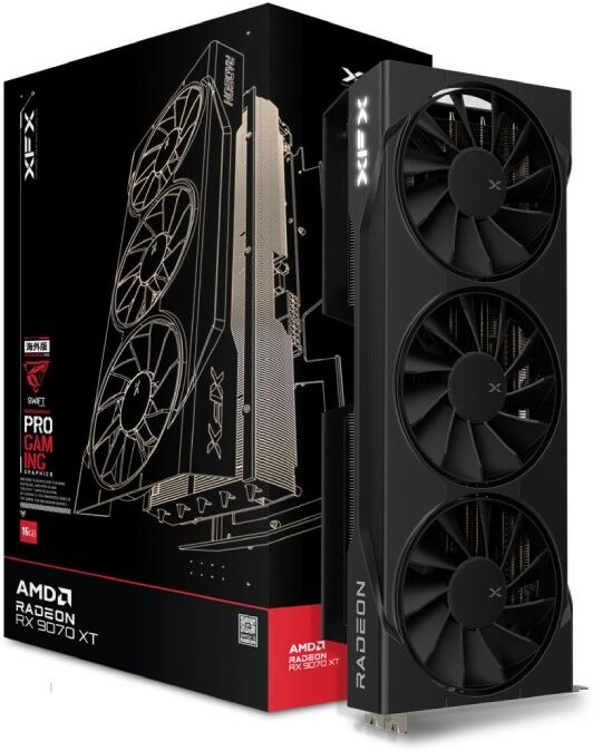 Pine XFX Swift AMD Radeon RX 9070 XT Triple Fan Gaming Edition 16GB GDDR6 Graphics Card - Black